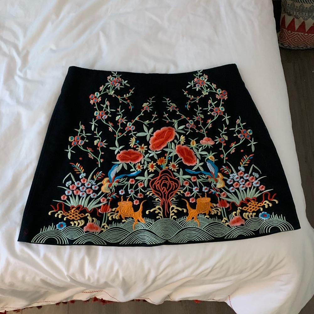 Zara Embroidered Mini Skirt